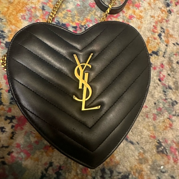 Saint Laurent YSL Heart Bag in Black with Gold Chain - Small Size - Picture 3 of 11